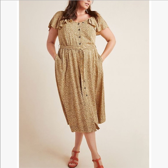 Anthropologie Bolano Leopard Midi Dress - Picture 2 of 8